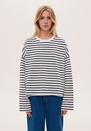 Лонгслив трикотажный оверсайз в полоску